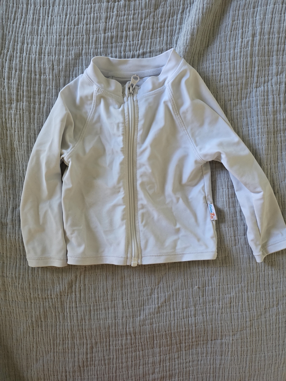 Kids White Zip-Front Swim Rash Guard Jacket